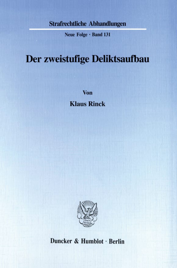 Cover Der zweistufige Deliktsaufbau