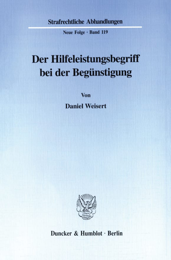 Cover Der Hilfeleistungsbegriff bei der Begünstigung