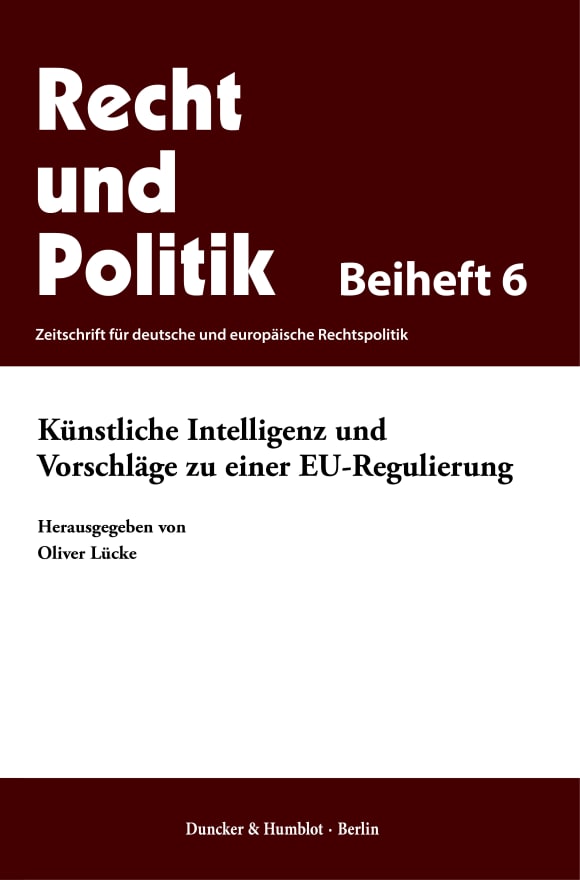 Cover Künstliche Intelligenz und Vorschläge zu einer EU-Regulierung