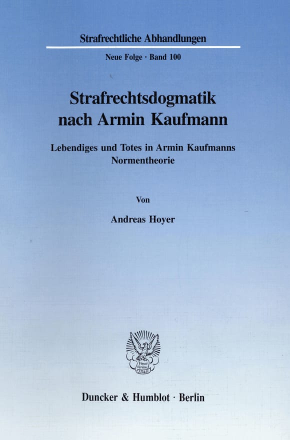 Cover Strafrechtsdogmatik nach Armin Kaufmann