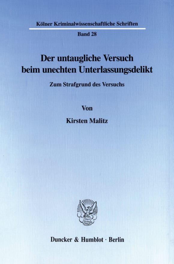 Cover Der untaugliche Versuch beim unechten Unterlassungsdelikt