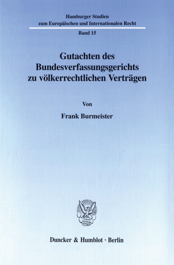 Cover Gutachten des Bundesverfassungsgerichts zu völkerrechtlichen Verträgen