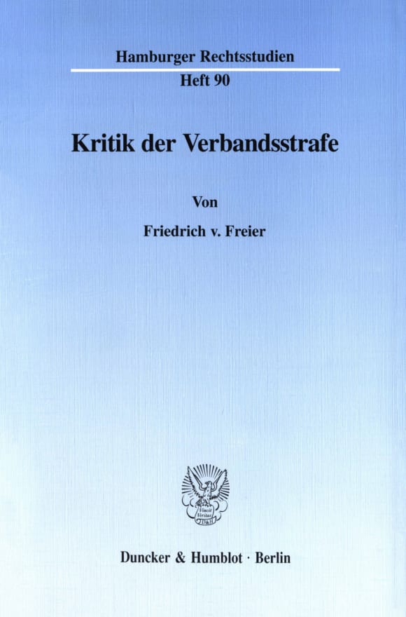 Cover Kritik der Verbandsstrafe