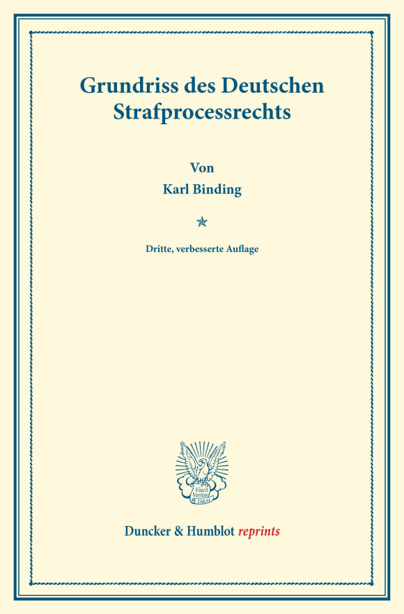 Cover Grundriss des Deutschen Strafprocessrechts