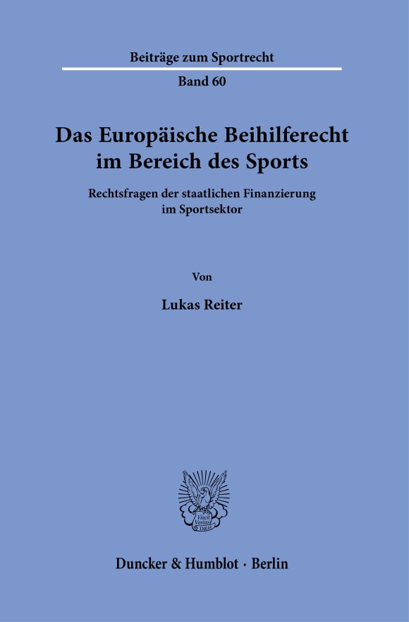 Cover Das Europäische Beihilferecht im Bereich des Sports