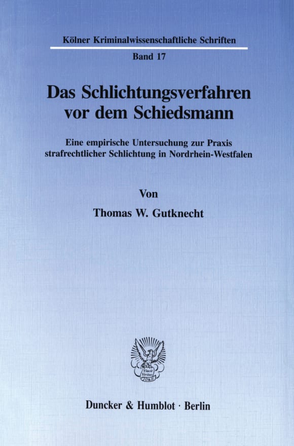 Cover Das Schlichtungsverfahren vor dem Schiedsmann