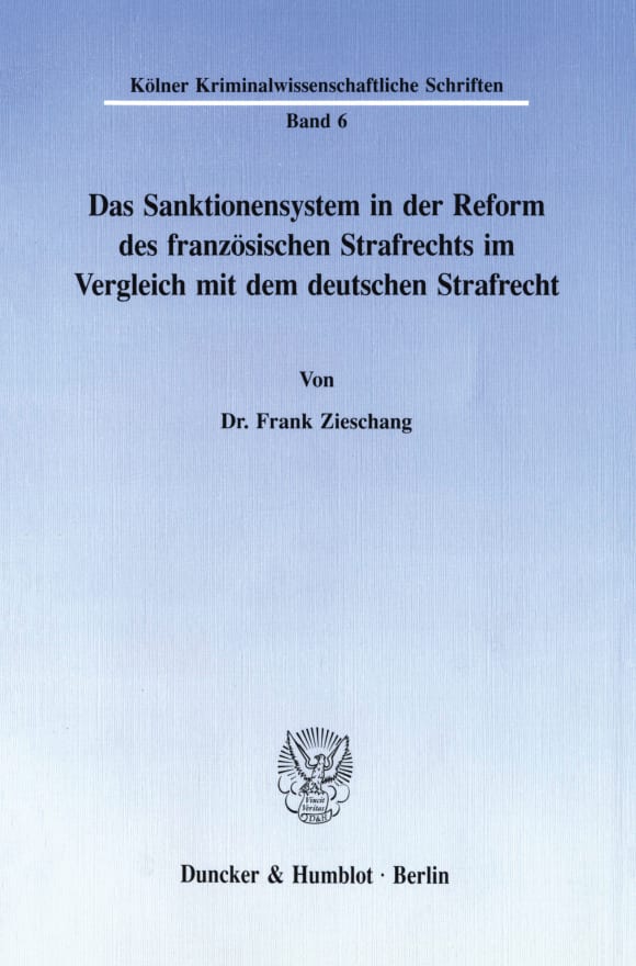 Cover Das Sanktionensystem in der Reform des französischen Strafrechts im Vergleich mit dem deutschen Strafrecht