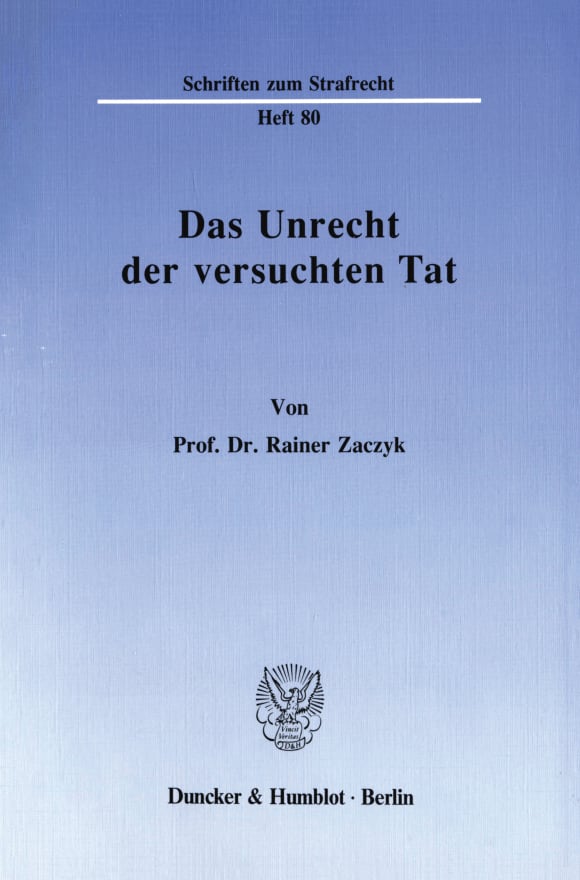 Cover Das Unrecht der versuchten Tat