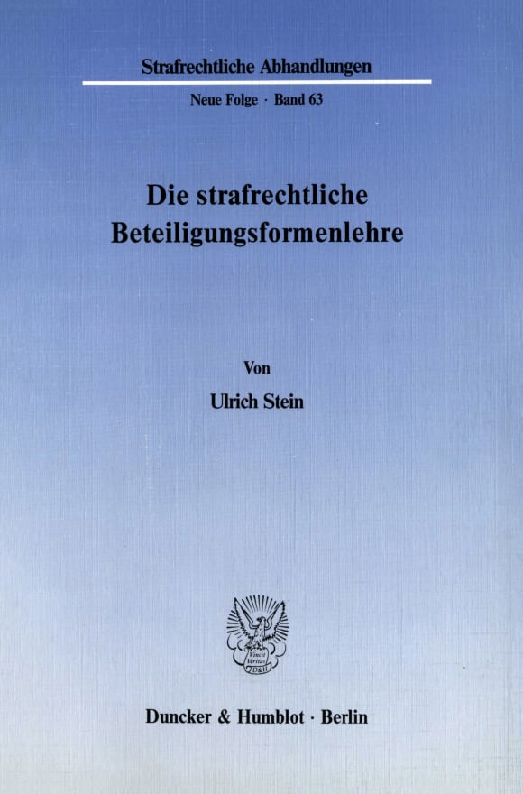 Cover Die strafrechtliche Beteiligungsformenlehre