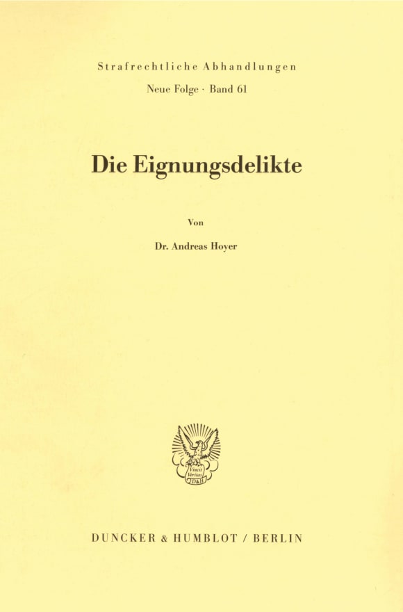 Cover Die Eignungsdelikte