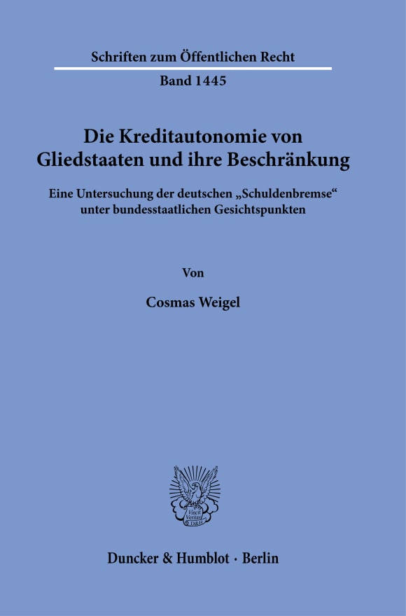 Cover Die Kreditautonomie von Gliedstaaten und ihre Beschränkung