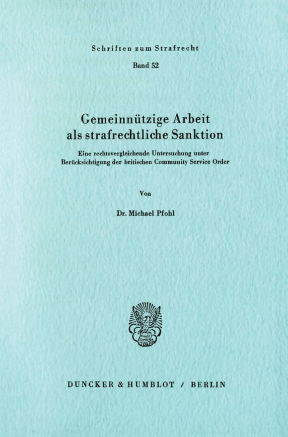 Cover Gemeinnützige Arbeit als strafrechtliche Sanktion