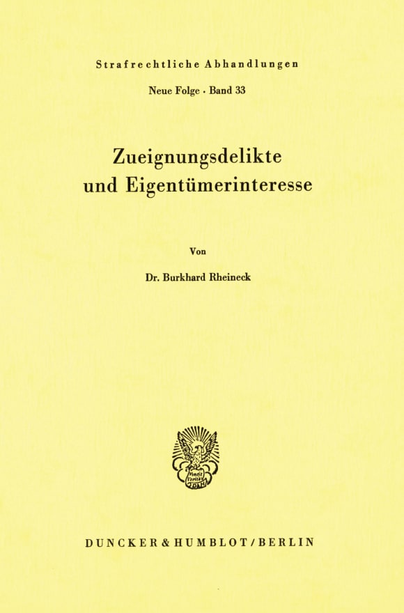 Cover Zueignungsdelikte und Eigentümerinteresse