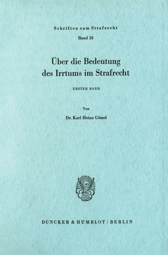 Cover Über die Bedeutung des Irrtums im Strafrecht