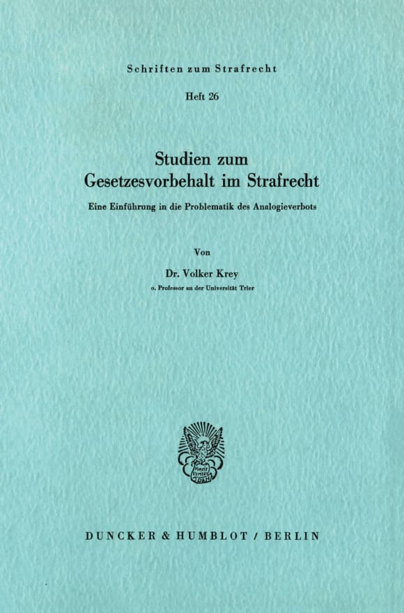 Cover Studien zum Gesetzesvorbehalt im Strafrecht