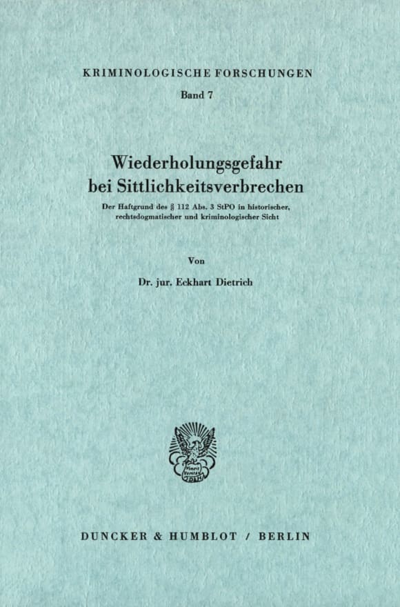 Cover Wiederholungsgefahr bei Sittlichkeitsverbrechen