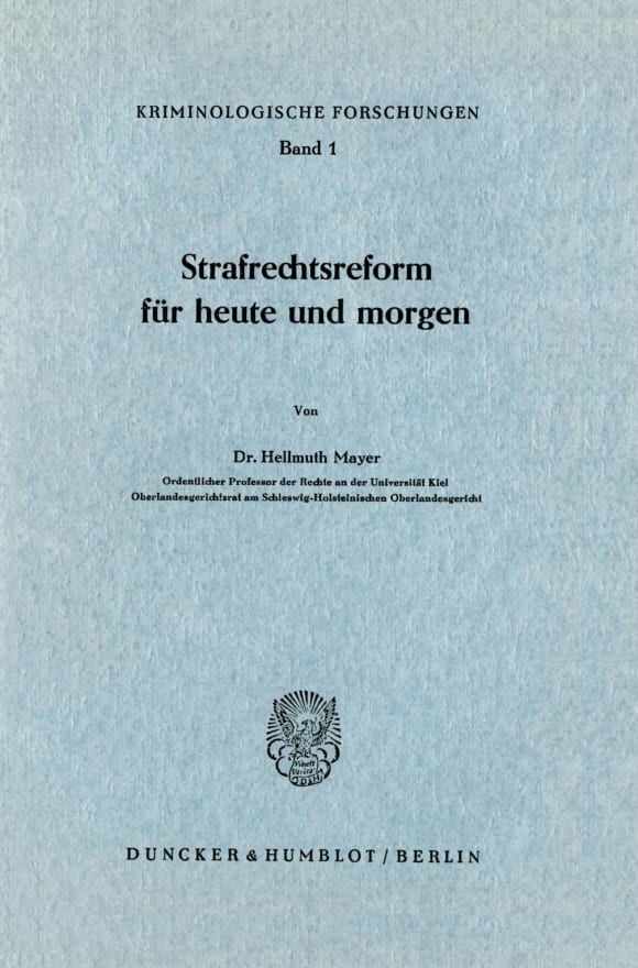 Cover Strafrechtsreform für heute und morgen