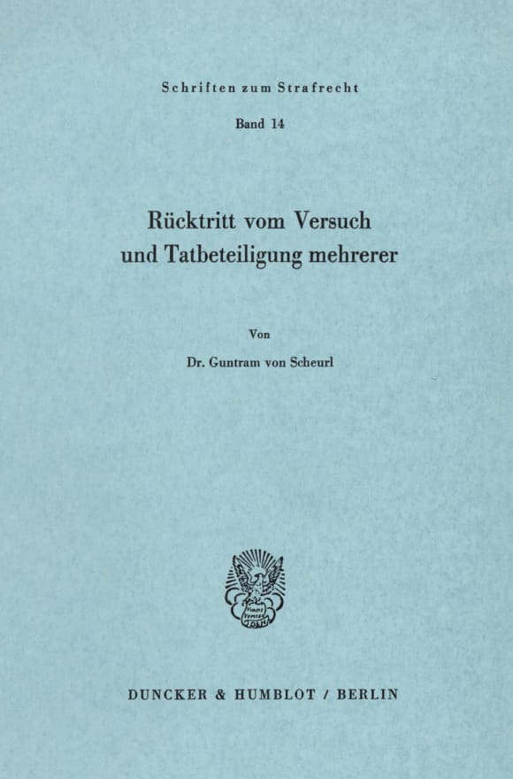 Cover Rücktritt vom Versuch und Tatbeteiligung mehrerer