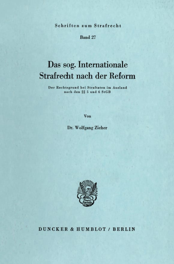 Cover Das sog. Internationale Strafrecht nach der Reform