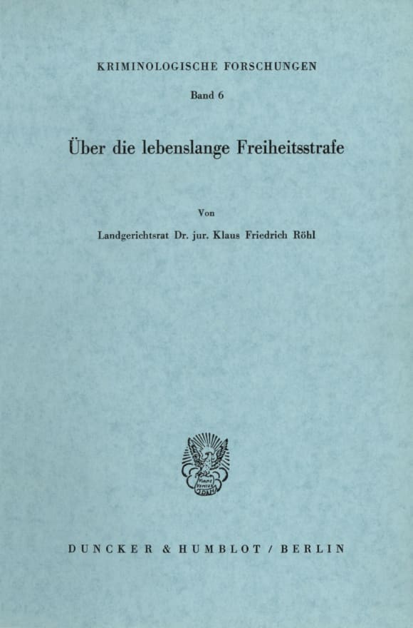 Cover Über die lebenslange Freiheitsstrafe