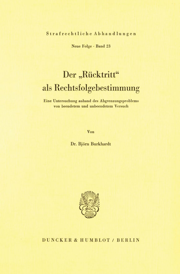 Cover Der Rücktritt als Rechtsfolgebestimmung