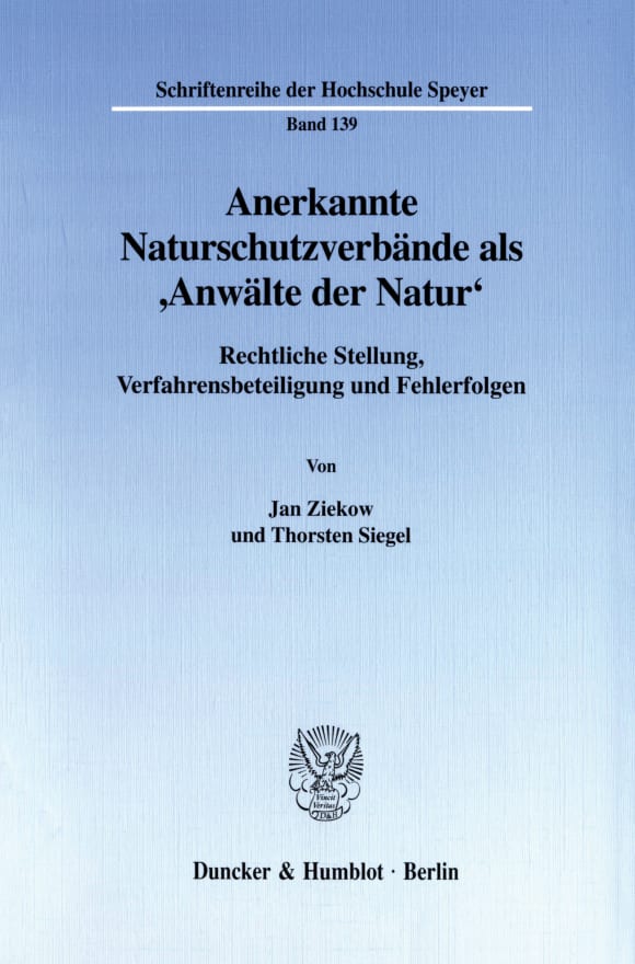 Cover Anerkannte Naturschutzverbände als 'Anwälte der Natur'