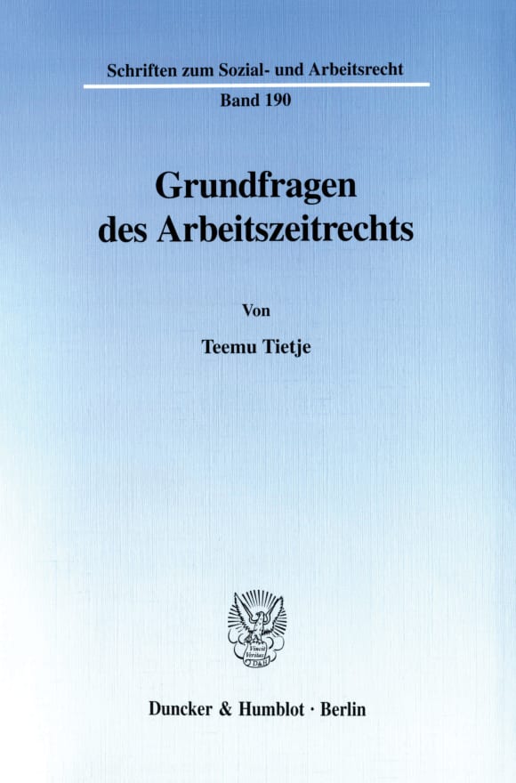 Cover Grundfragen des Arbeitszeitrechts