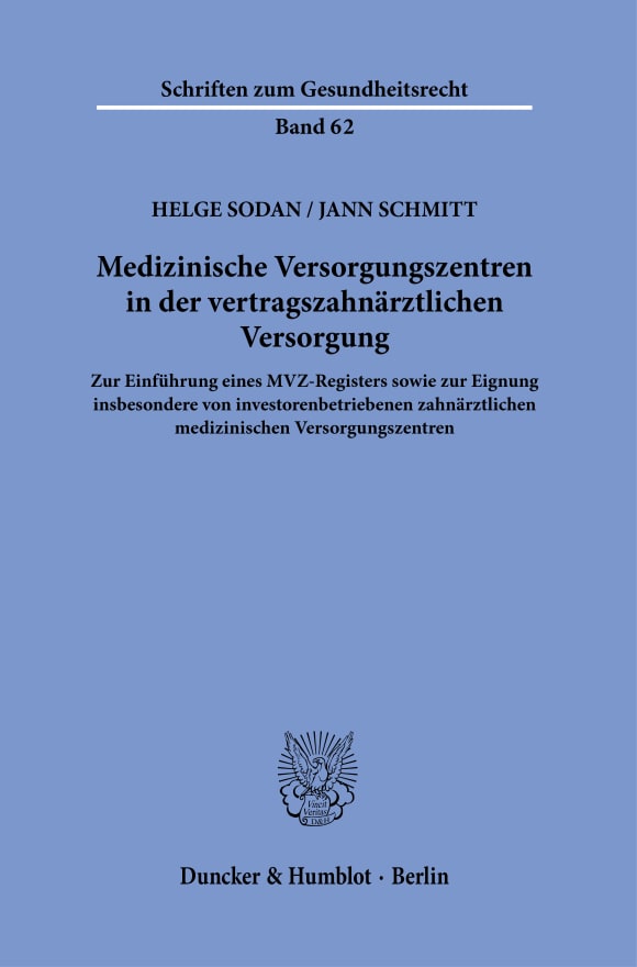 Cover Medizinische Versorgungszentren in der vertragszahnärztlichen Versorgung