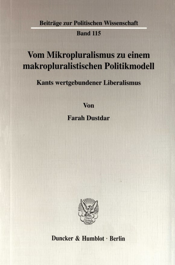 Cover Vom Mikropluralismus zu einem makropluralistischen Politikmodell