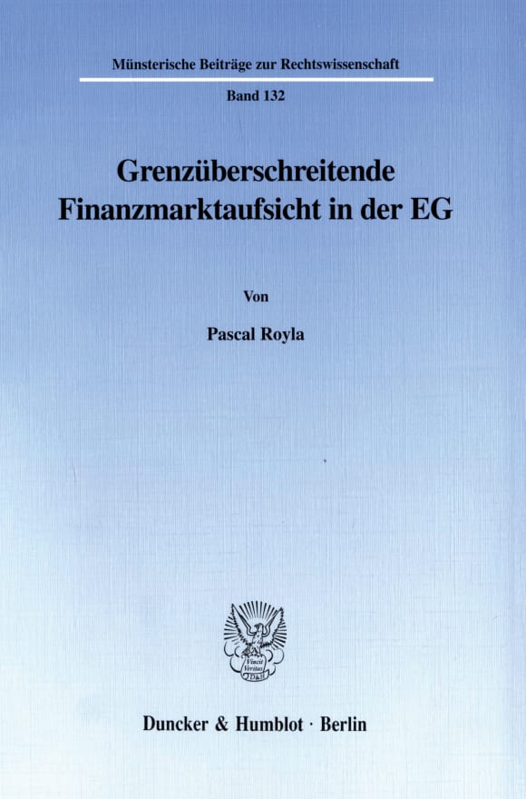 Cover Grenzüberschreitende Finanzmarktaufsicht in der EG