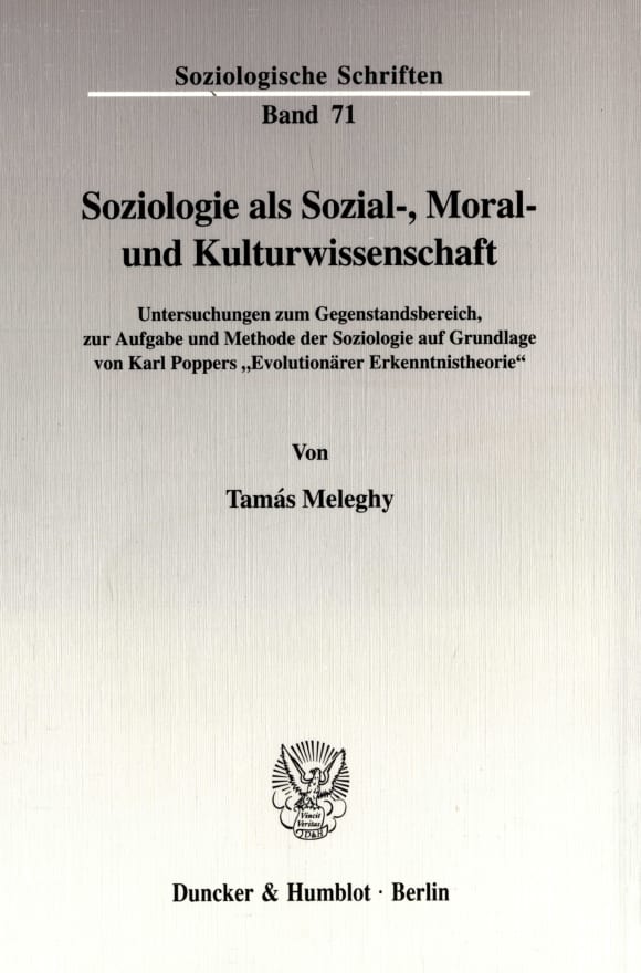 Cover Soziologie als Sozial-, Moral- und Kulturwissenschaft