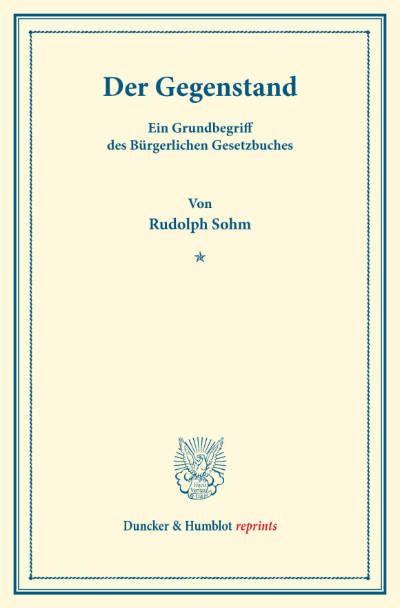 Cover Der Gegenstand