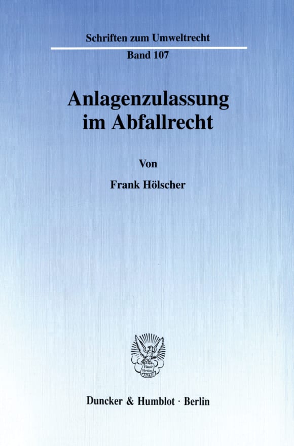 Cover Anlagenzulassung im Abfallrecht