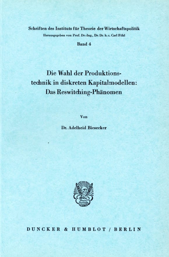 Cover Schriften des Instituts für Theorie der Wirtschaftspolitik (ITW)