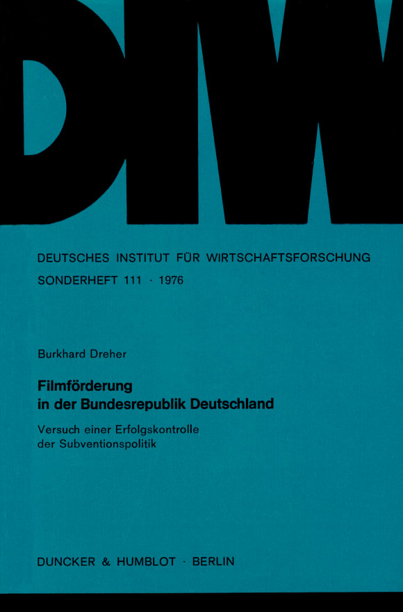 Cover Filmförderung in der Bundesrepublik Deutschland