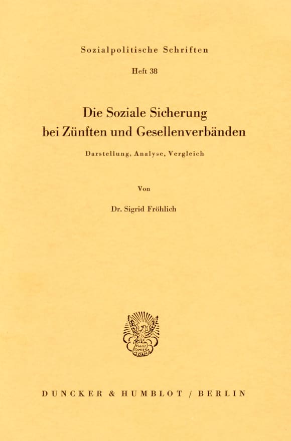 Cover Die Soziale Sicherung bei Zünften und Gesellenverbänden