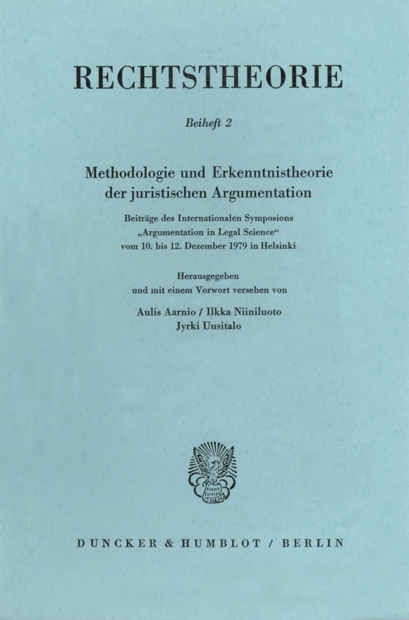 Cover Methodologie und Erkenntnistheorie der juristischen Argumentation