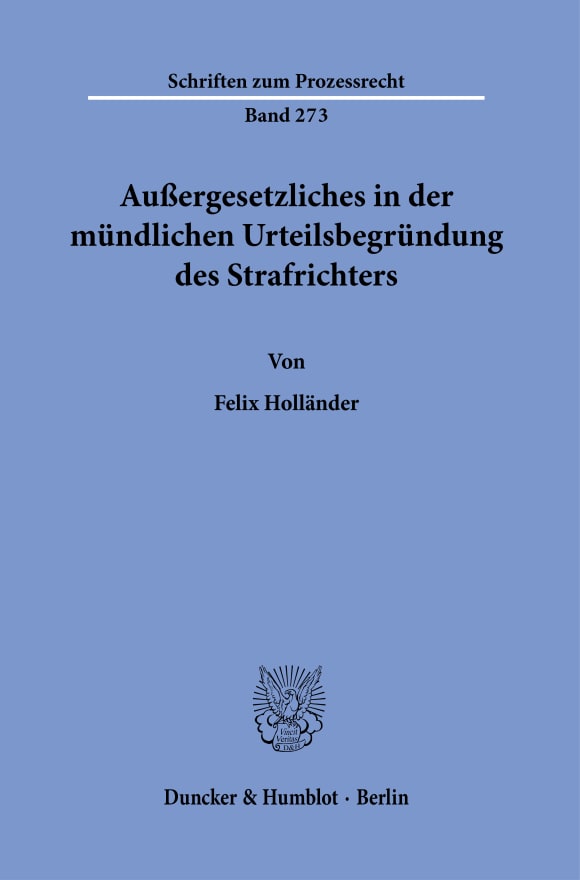 Cover Außergesetzliches in der mündlichen Urteilsbegründung des Strafrichters