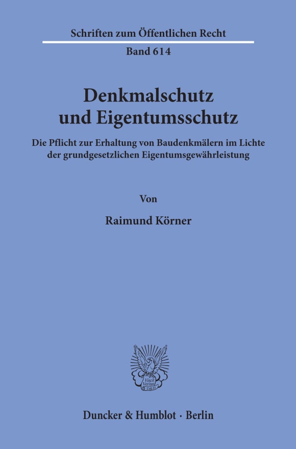 Cover Denkmalschutz und Eigentumsschutz