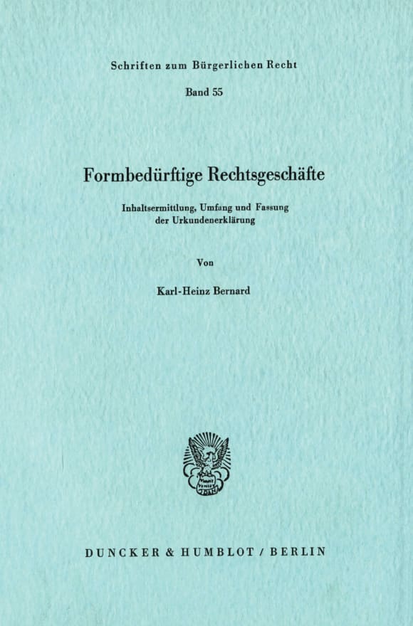 Cover Formbedürftige Rechtsgeschäfte