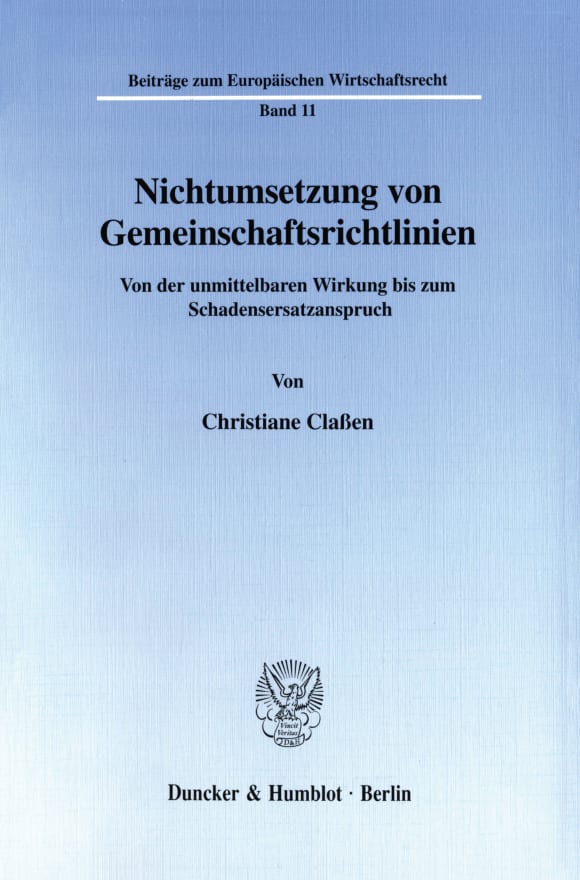 Cover Nichtumsetzung von Gemeinschaftsrichtlinien