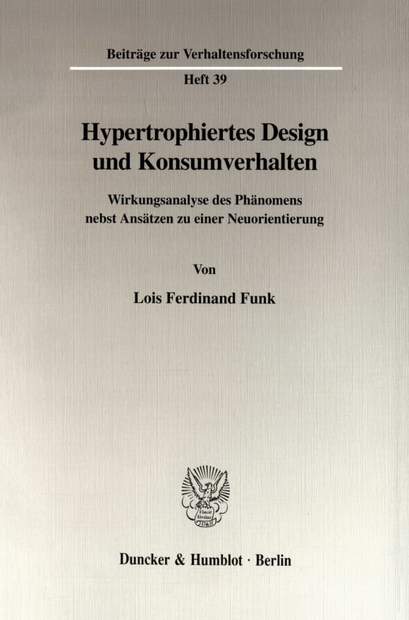 Cover Hypertrophiertes Design und Konsumverhalten