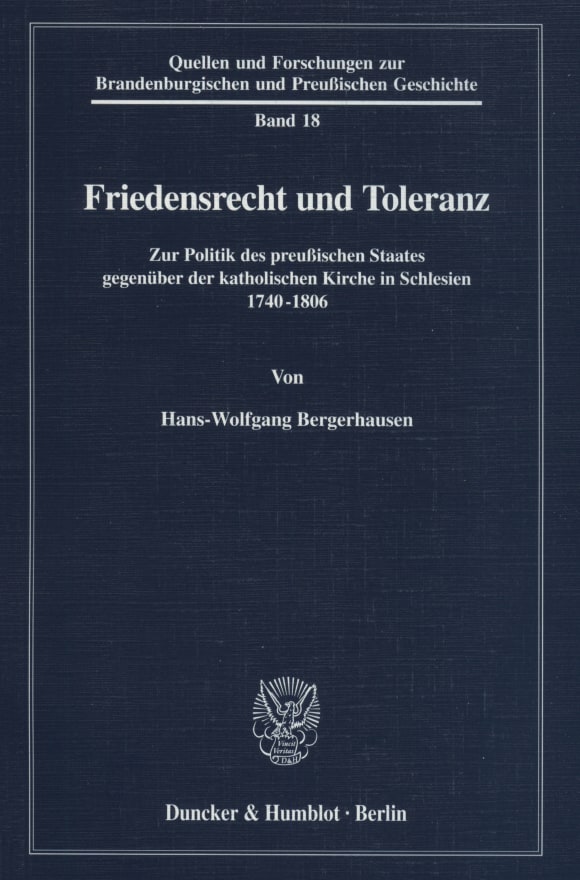 Cover Friedensrecht und Toleranz