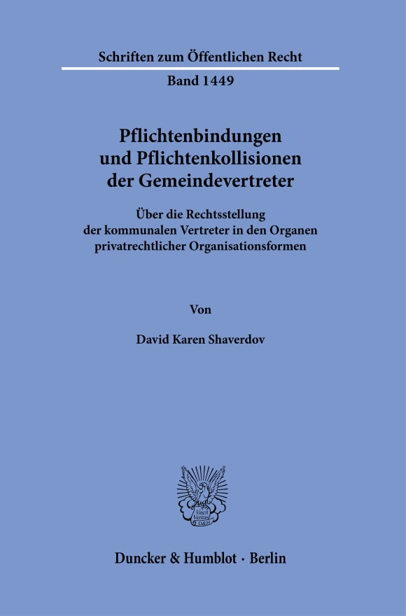 Cover Pflichtenbindungen und Pflichtenkollisionen der Gemeindevertreter