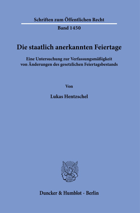 Cover Die staatlich anerkannten Feiertage