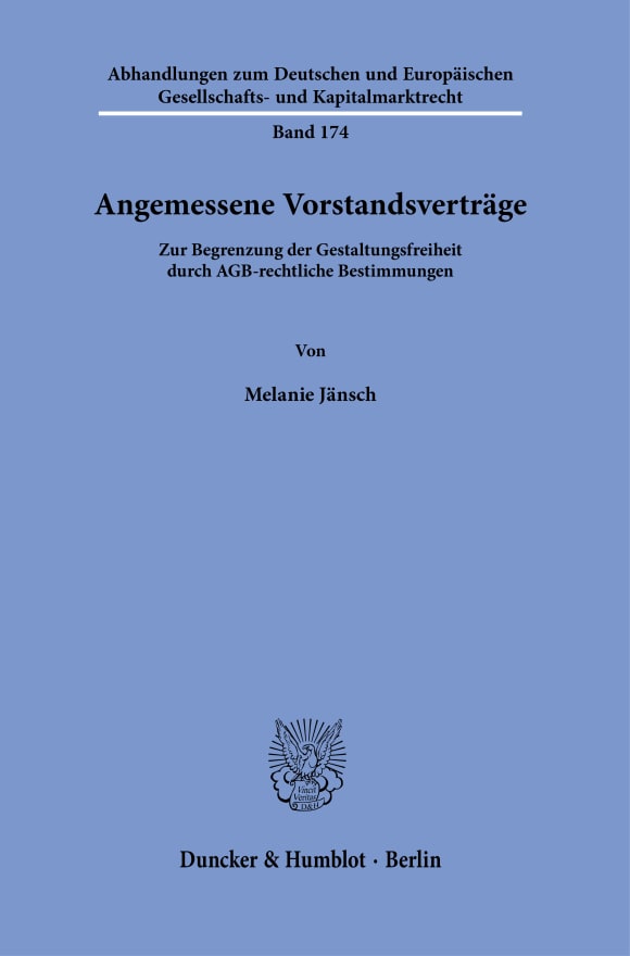 Cover Angemessene Vorstandsverträge