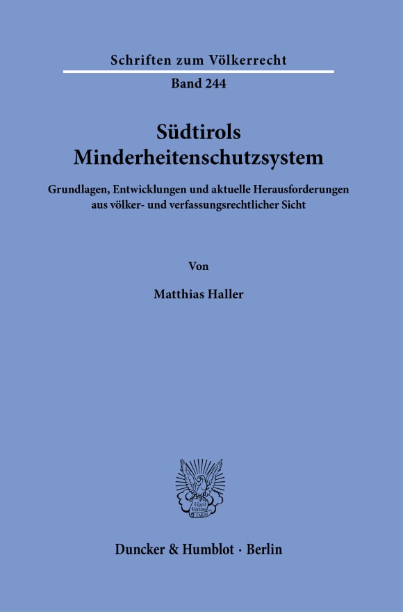 Cover Südtirols Minderheitenschutzsystem