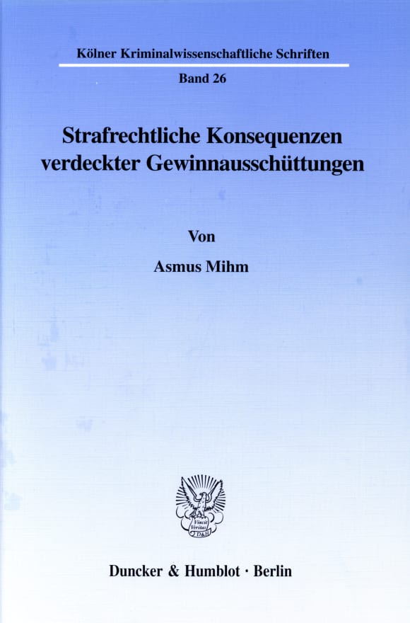 Cover Strafrechtliche Konsequenzen verdeckter Gewinnausschüttungen