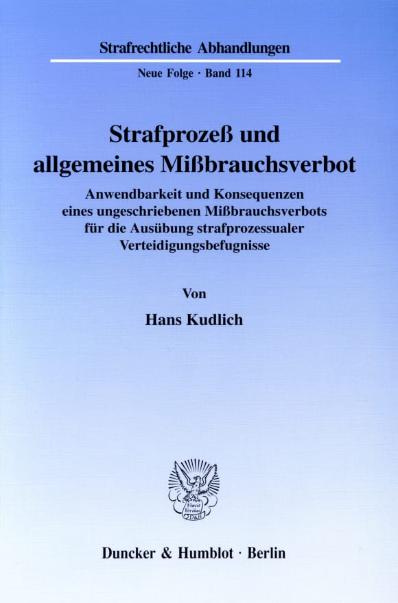 Cover Strafprozeß und allgemeines Mißbrauchsverbot