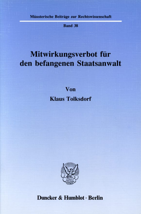 Cover Mitwirkungsverbot für den befangenen Staatsanwalt